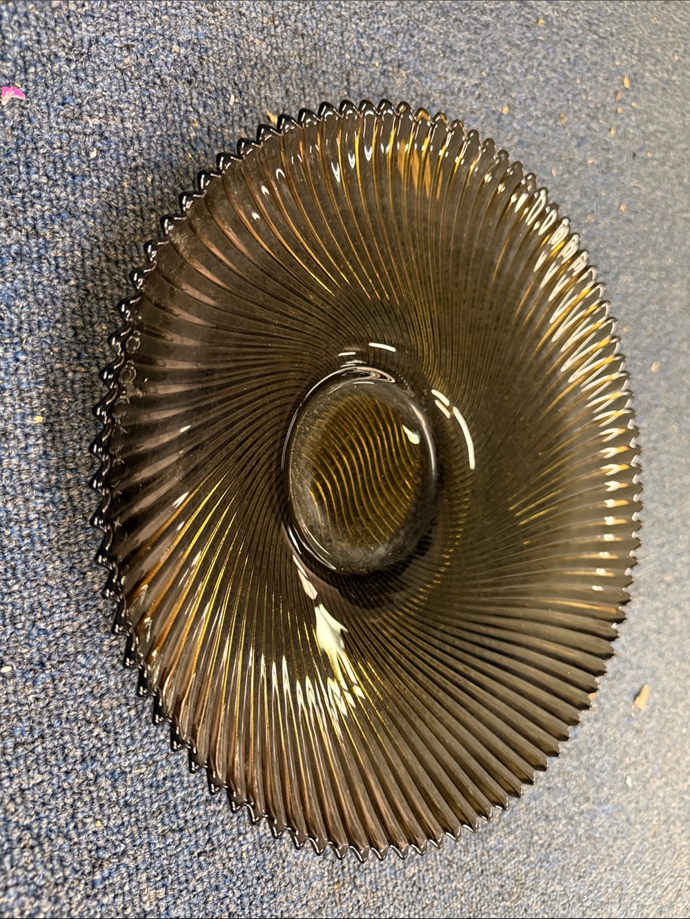 Amber Radiant Ribbed Glass Serving Bowl